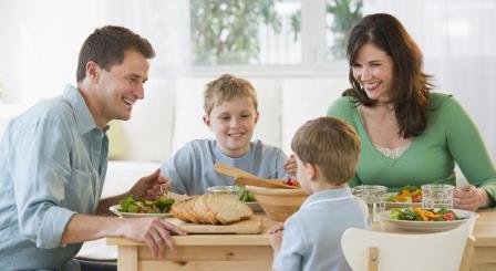 Family enjoying their meal